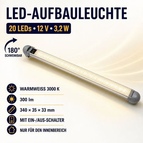 IWH LED Innenraumleuchte 19301  LED 12 V (L x B x H) 340 x 33 x 35 mm Schwenkbar (1/5)