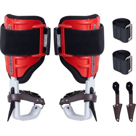 Crampons d'escalade d'arbre, 1 paire en aluminium, capacité 350lbs, avec sangles et protège-pointes, équipement d'arboriste pour grimpeurs, chasse, cueillette de fruits, rouge. (1/5)