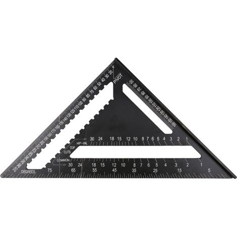 Règle triangulaire métrique carrée en alliage d'aluminium de 12 pouces, jauge de disposition de rapporteur à double échelle, outil de haute précision facile à lire, travail du bois pour l'encadrement