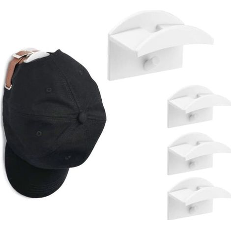 KLVGTIFS PU - Crochet mural pour casquettes, lot de 4 crochets adhésifs pour casquettes de baseball, foulards, sacs à main (1/5)