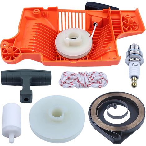 Kit de corde, poignée, ressort et poulie de démarreur à rappel pour Husqvarna 50 51 55, pour tronçonneuse, démarreur à rappel, poulie de démarreur, ressort de rappel, poignée de démarreur, corde de dé (1/5)