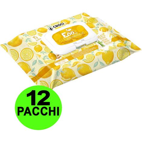 OFFERTA 12 Confezioni da 15 Salviette ciascuna umidificate Eco Oil Essence Limone-Zenzero per cani e gatti