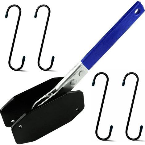 Bremskolben-Rückstellwerkzeug mit blauem Griff – 4 mm dicke Stahlplatte – Bremskolben-Rückstellwerkzeug – inklusive 4 S-Haken – Bremsen-/Kolbenwartungswerkzeug (1/5)