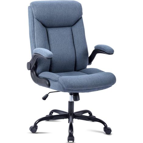 Ergonomischer Bürostuhl mit hochklappbarer Armlehne, höhenverstellbar, navy blau (1/5)