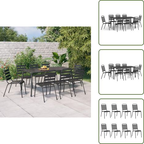 Comedor exterior - vidaXL Juego de comedor de jardín 9 piezas acero gris antracita - Muebles de jardín