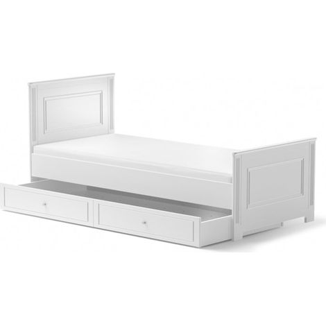 Lit 90x200 sommier et tiroir inclus Bellamy Ines Blanc (1/5)