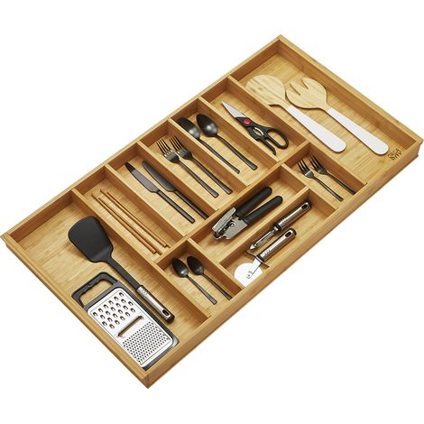 ORGA-BOX 1 BAMBUS Besteckeinsatz für Schubkästen mit 500 mm Tiefe 11 Fächer, für Blum Tandembox / Antaro Schublade 100cm Schrankbreite