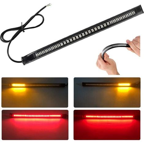 Schmale Motorrad-Rücklichtleiste 12V 48LED 2835 3014SMD Flexible LED-Bremsleuchte Rot + Gelb