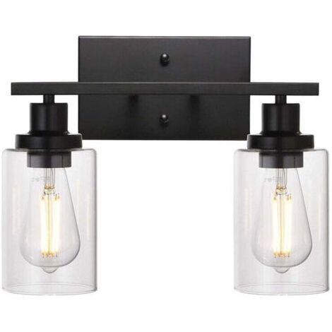 Bathroom Sconce Black Vanity Light Glass Shade Wall Lamp Vintage Style Indoor Wall Sconces for Bathroom (1/4)