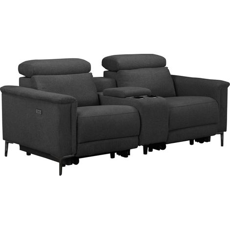 Lund-Fauteuil inclinable double avec fonction électrique en tissu anthracite (1/5)