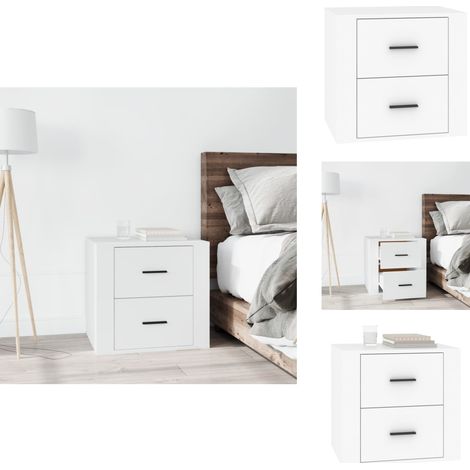 Table de chevet Blanc 50x39x47 cm - Table De Nuit - Meuble De Chambre - Commode - Rangement - Bois D'ingénierie (1/5)