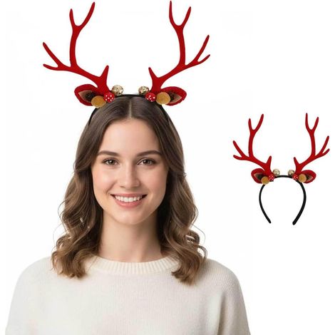 Serrage-tête Bois de Renne Noël, Bandeau PU Peluche pour Femmes (1/5)