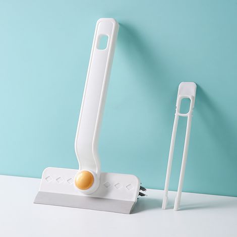 Brosse de nettoyage gratteuse légère avec poils durs et support intégré pour déchets, nettoyant multi-surfaces pour évier de cuisine, baignoire de salle de bain, plaque de cuisson vitrocéramique (1/5)