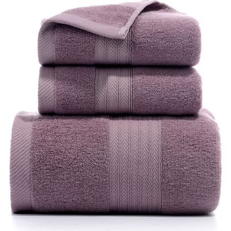 Lot de 3 serviettes de bain et de toilette en coton doux et absorbant, idéales pour la salle de bain et le spa. Dimensions : serviette de bain 70 x 140 cm (34 x 74 cm) ou serviette de toilette 34 x 74 (1/5)