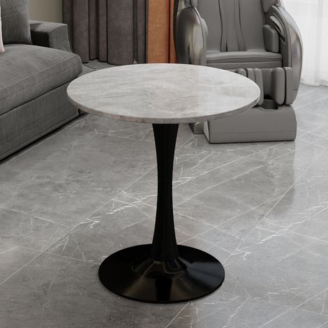 Tavolino da salotto dal design moderno e minimalista, piano in marmo artificiale nero e grigio (1/5)