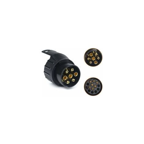 7/13 Adaptateur Prise Remorque 7 vers 13 Broches Connecteur Fiche Attelage 7 Pole a 13 Pin pour Remorque de Voiture, Tracteur, Caravane, Portevlo
