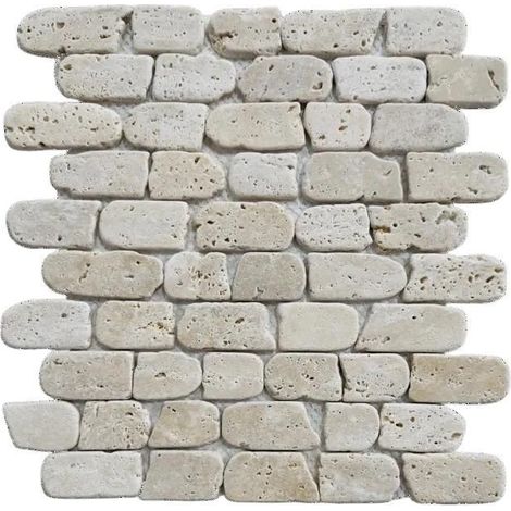 Mosaico - ALBEDO PIERRE - Travertino Ivoire Invecchiato - 0,8 cm - Stile Rustico - Resistente all'Umidità