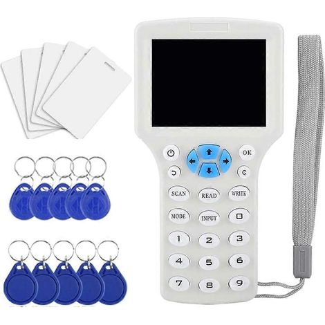 Copieur/lecteur/enregistreur RFID/NFC, programmateur 10 fréquences, adapté aux cartes d'identité/cartes à puce/porte-clés et aux systèmes de contrôle d'accès par clé UID 13,56 MHz. (1/5)