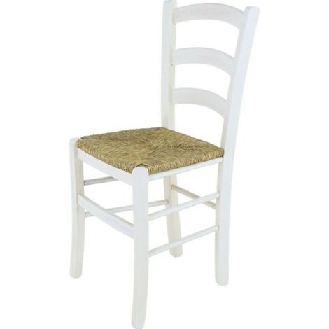 Sedia in legno massello modello Venezia Seduta Paglia - Vari colori Colori Legno: Bianco Opaco