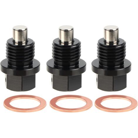 Magnetische Ölablassschraube, 3er-Set M14x1,5 cm, Magnetische Kurbelgehäuse-Ablassschraubendichtung, Kurbelgehäuse-Ablassadapter mit Magnetdichtungen, Ölablassschrauben-Schraubensatz für Pkw, Stopfen