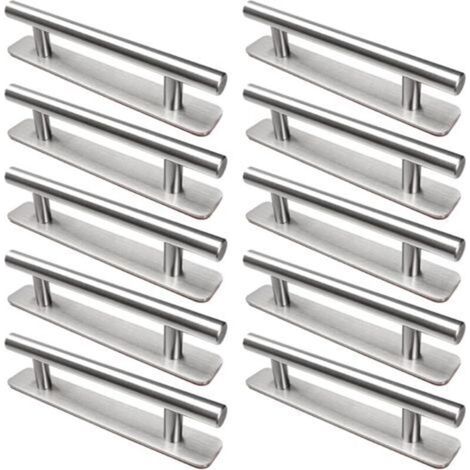 10 selbstklebende Möbelgriffe, 128 mm Edelstahl-Küchengriffe, kein Bohren erforderlich, für Schränke, Küchen, Schiebetüren und Balkontüren