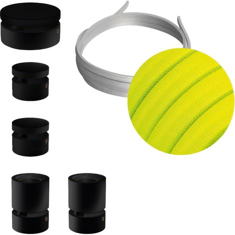 Sistema Filé Wiggle Kit - con cavo di 3 m per catenaria e 5 componenti in legno verniciato nero per interni