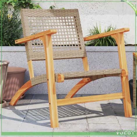 Chaises de jardin - FAFEICY - 365869 - Beige - Résine tressée - Cadre métal & acacia (1/5)