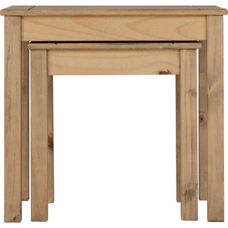 Panama Nest of 2 Tables - L40 x W56 x H53.5 cm - Natural Wax (1/5)