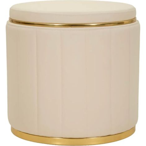 Pouf con Contenitore Similpelle Crema Oro Moderno Soggiorno Camera (1/4)