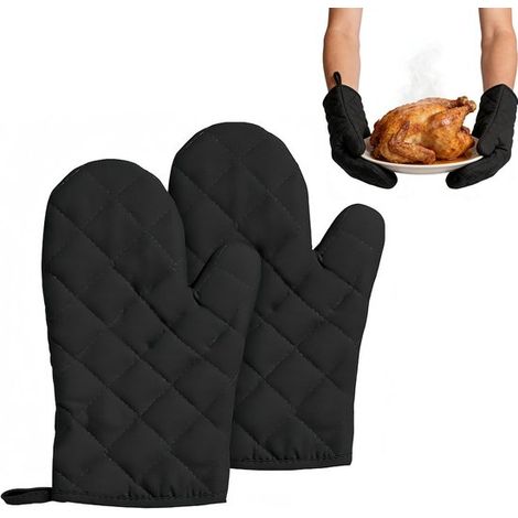 Guanti da forno in cotone resistenti al calore – 1 paio di guanti da cucina 24x17 cm – grigi – per cucinare, infornare, barbecue, falò – taglia unisex adatta a tutte le mani (1/5)