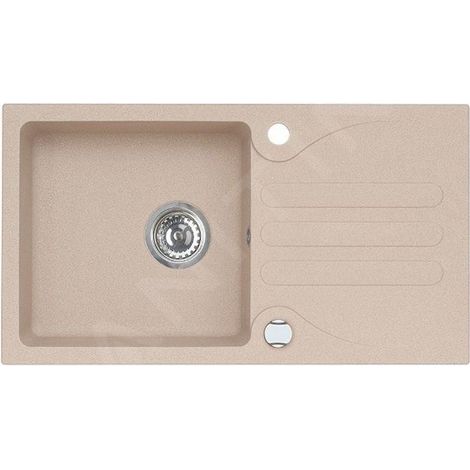 Alveus Galapagos - Évier en granit 770x430 mm, avec commande de vidage, beige 1091213 (1/3)