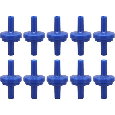 Lot de 10 clapets anti-retour, vannes d'arrêt unidirectionnelles en polypropylène (PP) pour tuyaux d'arrosage, raccord à membrane pour admission d'air, 4 mm, bleus (1/4)