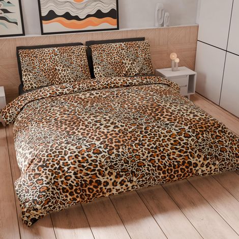 Housse de Couette 2 Places 250x200 cm 2 Taies 50x80 cm Incluses, Parure en Microfibre Imprimée Animalier 04 (1/5)