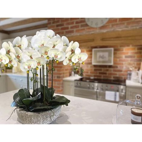 2 orchidées Phalaenopsis artificielles, fleurs en soie à 9 têtes, 96 cm, adaptées à la décoration de mariage à domicile (1/5)