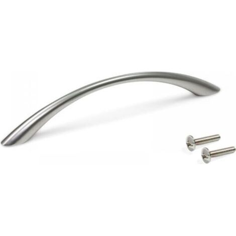 Maniglia per mobili, lunghezza 158 mm, interasse fori 128 mm, lega di zinco, nichel satinato, argento