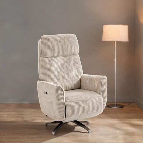 Fauteuil relax coloris cream blanc en polyester 87 x 76 x 114 cm (1/5)