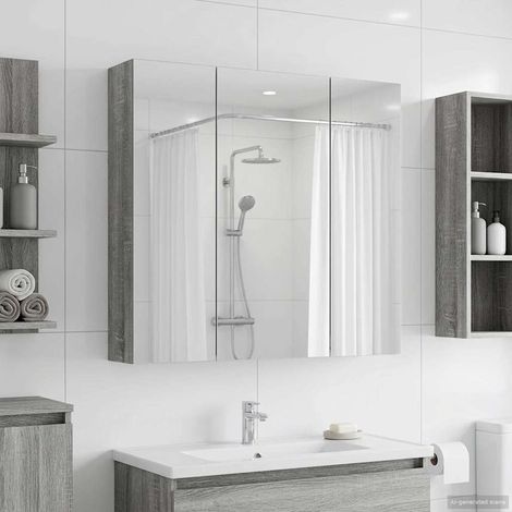 vidaXL Bathroom Mirror Cabinet Grey Sonoma 70 x 14.5 x 70 cm