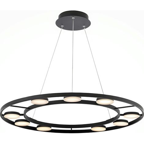 Suspension moderne chandelier – 9 disques noirs OCALA (1/2)