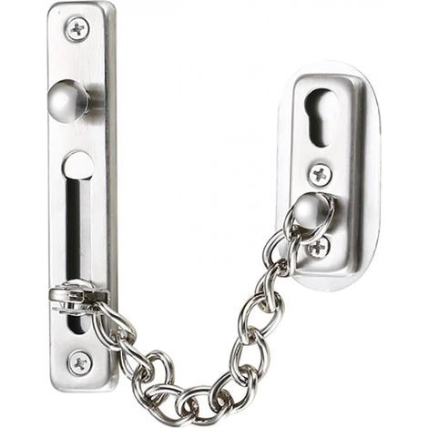 Cadena de seguridad, cadena para puerta de acero inoxidable 304, cerradura de cadena para puerta con tornillos, plateado cepillado cromado (1/5)