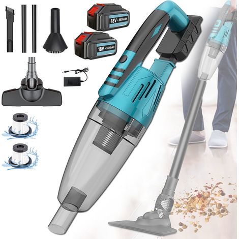 3-in-1-Staubsauger mit aufrechtem Stiel – kabelloser Handstaubsauger für Tierhaare, leichter Autostaubsauger, beutelloser 0,6-l-Staubbehälter, 2 HEPA-Filter, 2 x 5,5-A-Akku, kompatibel mit Makita-Akku