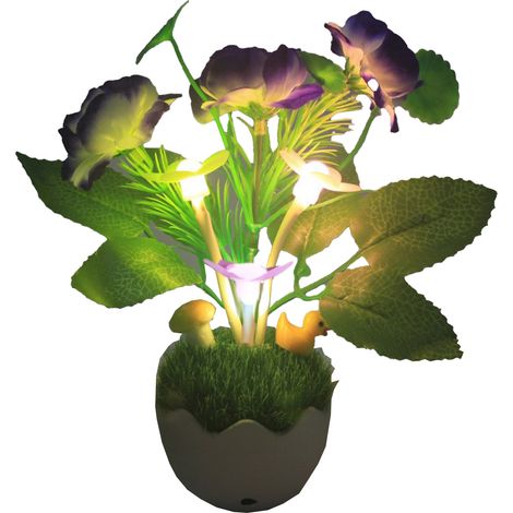 Veilleuse LED à capteur de fleurs de prunier violettes, lampe de chevet à LED à changement de couleur, veilleuse mignonne