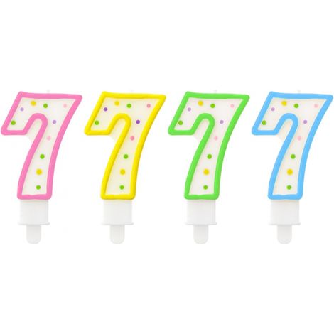 Candela numero "7" con punti 7,5 cm, 1 pz.