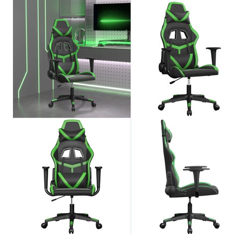 Gaming-Stuhl mit Massagefunktion Schwarz und Grün Kunstleder - Massagestuhl - Gamingstuhl mit Massage (1/5)