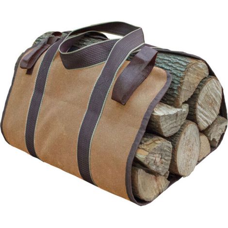 Toile Sac à Bûche Cheminée Sac de Rangement pour le Bois de Chauffage Grande Capacité Porte-bûches De Plein Air Porte-bûches en Bois Ciré (1/4)