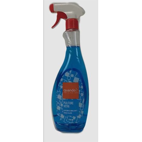 QUANDOE' Pulitore Vetri Spray 750 ml per Pulizia Vetrate e Specchi