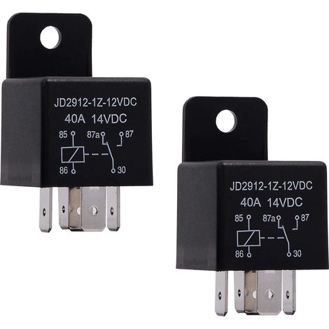 2 Pièces Relais 12V 5 Broches Spdt, Modèle No .: JD2912-1Z-12VDC 40A 14VDC, Contacteur commutateur Power, Relais Auto et Voiture (1/5)