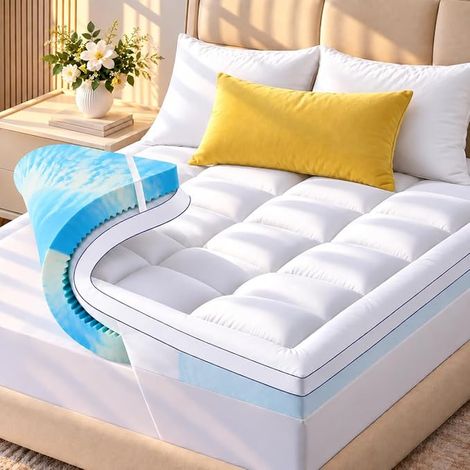 Bamboo Viscose Memory Foam Mattress Topper 140 x 200 cm, 10 cm (1/5)
