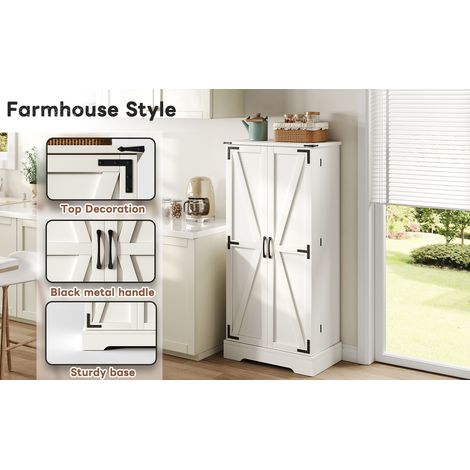 Armoire de cuisine de 128,5 cm de diamètre. Idéale pour ranger des objets dans une maison de campagne. Armoire à couverts équipée de LED, avec deux portes et des étagères réglables (1/5)