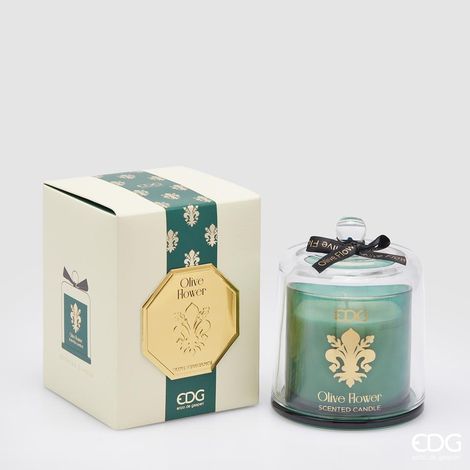 EDG Enzo De Gasperi Candela Goldlily con Cupola  H 15 Cm Olive Flower (1/2)