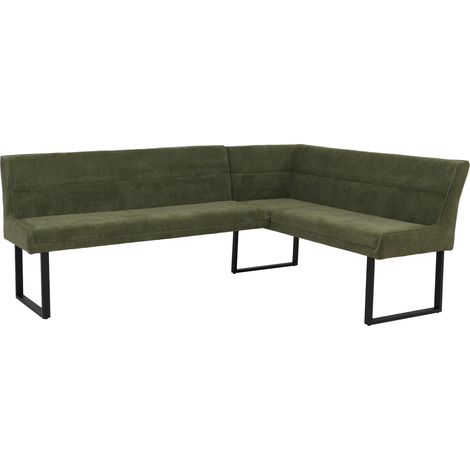 [NEUWERTIG] Eckbank HHG-509, Esszimmerbank Bank, Öko-Tex (310g/m²) Chenille Stoff/Textil Metall 210x159 grün (1/5)